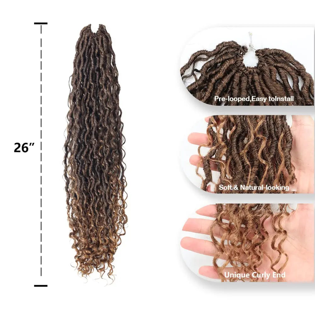 ( US ONLY) FAST SHIPPING GL | Toyotress® Curly Locs Crochet Hair - Natural Black Pre-twisted Faux Locs Crochet Braids, Short Pre-looped Synthetic Braiding Hair Extensions Toyotress
